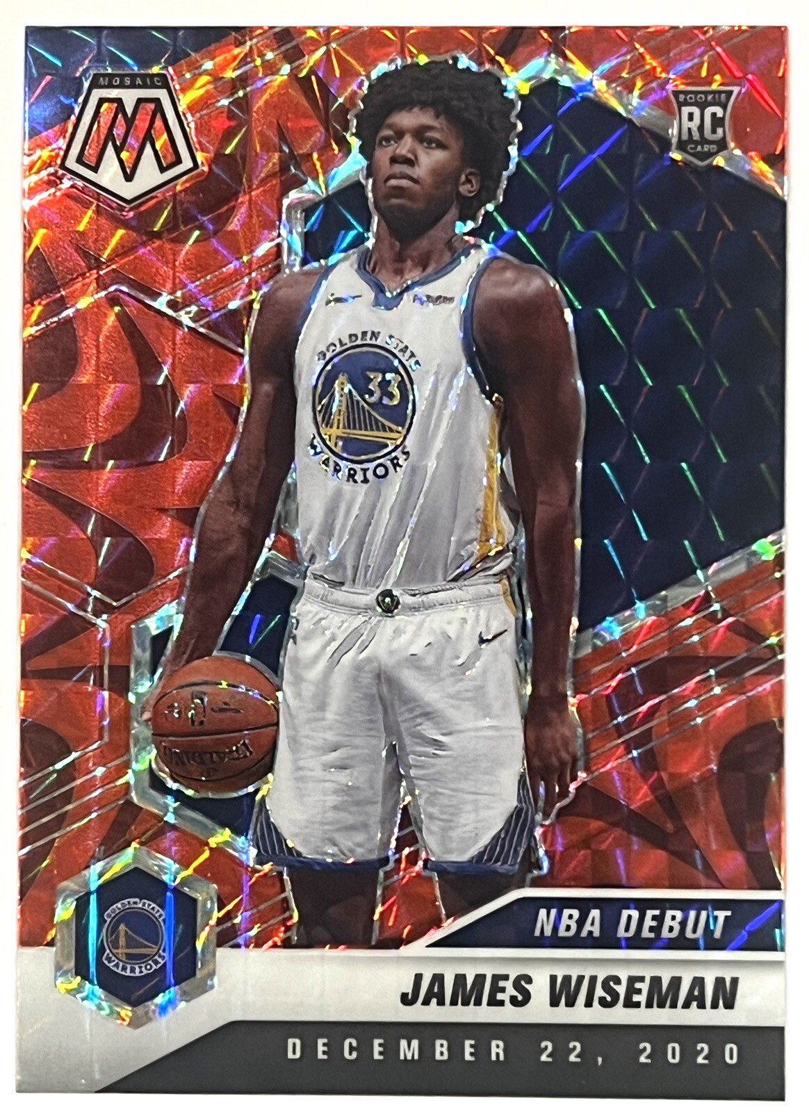 James Wiseman RC NBA Debut RED REACTIVE Prizm 2020-21 Mosaic #266 Warriors Pacer