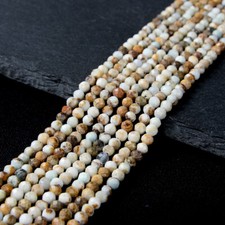 Larimar White Brown Micro Faceted Round 2MM 3MM 4MM Beads 15.5 inch Strand P28