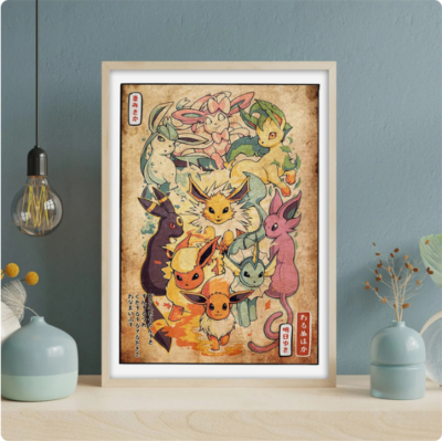 20x30cm Japanese Anime Peripheral Vintage Pokmn Poster Eevee