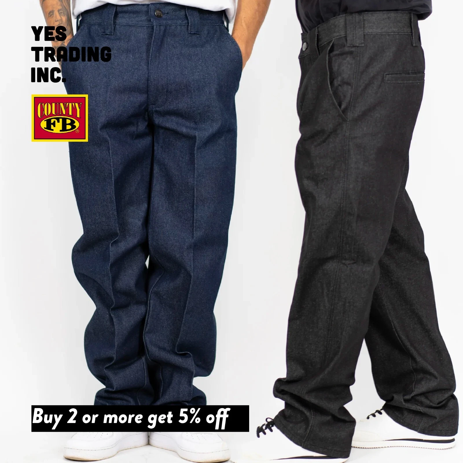 FB COUNTY MENS HARD DENIM JEAN FBCOUNTY HEAVYWEIGHT DENIM PANTS (30" - 42")
Opens in a new window or