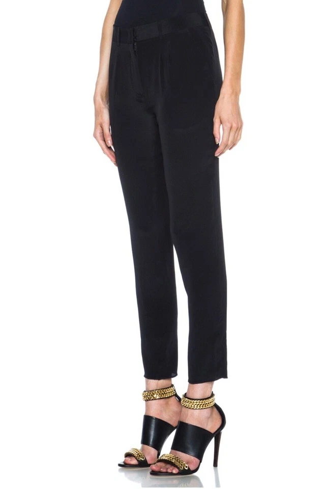 JENNI KAYNE Black Pleated Tapered Casual Dress Pants Pockets Womens Size 4 Aa12 - Image 2 of 4