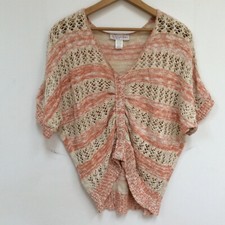 Sweet and Sinful Sweater Short Sleeve Open Weave Crochet USA Made Women's Small