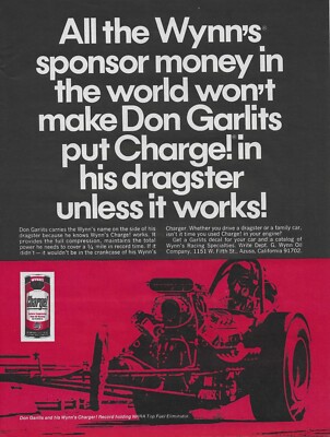 1968 Wynn's Oil Additive Ad Big Daddy Don Garlits Vintage Magazine Advertisement