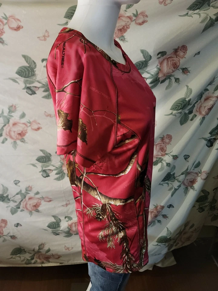 Realtree AP Dri More Tech Pink Short Sleeve Shirt Camo Leaves Sz M (8-10) - Image 4 of 4