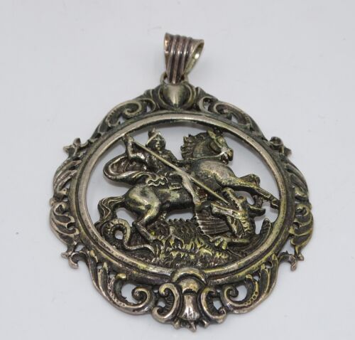 Vintage Drachentöter Anhänger Versilbert - Bild 5 von 5