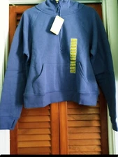  Members Mark Women's Ribbed Half Zip Hoodie Kangaroo Pocket Peri Solid M NWT