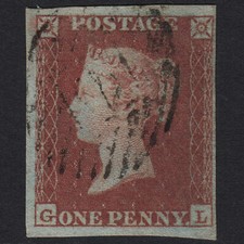V20_08 GB QV 1841 1d RED-BROWN PLATE 133 SG8-B1(1) GL VFU LONDON IS CANCEL 4M