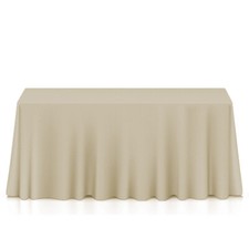 90" x 156" Rectangular Polyester Fabric Tablecloths for Wedding - Beige
