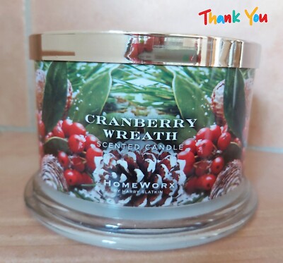HOMEWORX-Winter-4 Docht Duftkerze-Cranberry Wreath neu