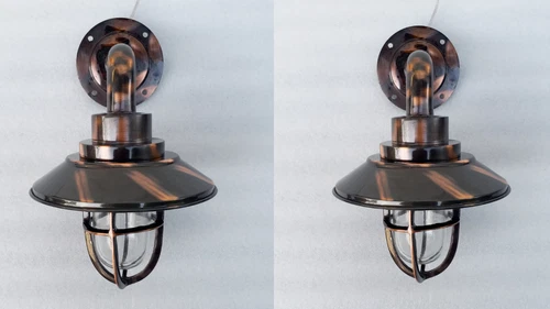 Nautical Wall Sconces Copper Finish Marine Cage Lights Heavy Fisherman Anti Rust
