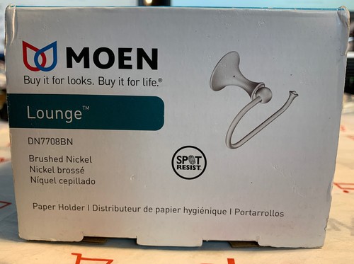 Moen Toilettenpapierhalter Lounge – Gebürstetes Nickel, Offenes Design, DN7708BN – Einfach Zu Montieren