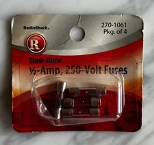 250 Volt 1/2 Amp Slow Blow Fuses 5x20mm 270-1061 RadioShack