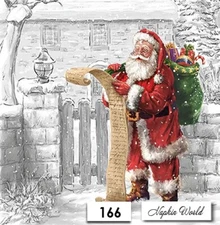 (166) TWO Paper LUNCHEON Decoupage Art Craft Napkins - SANTA'S LIST CHRISTMAS