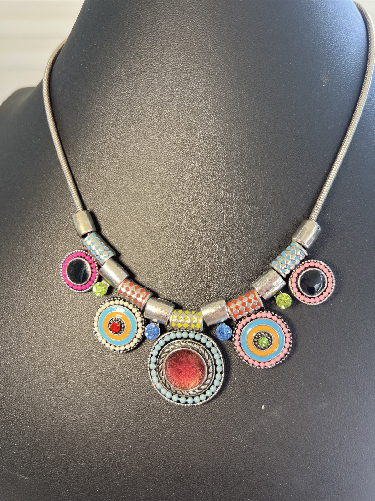 Bohemian Style Pattern Statement Necklace Eye Cat… - image 1