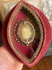 Médaillon Agnus Dei Cire & Velours & Perles Agneau Pascal Sacred Art Sacré