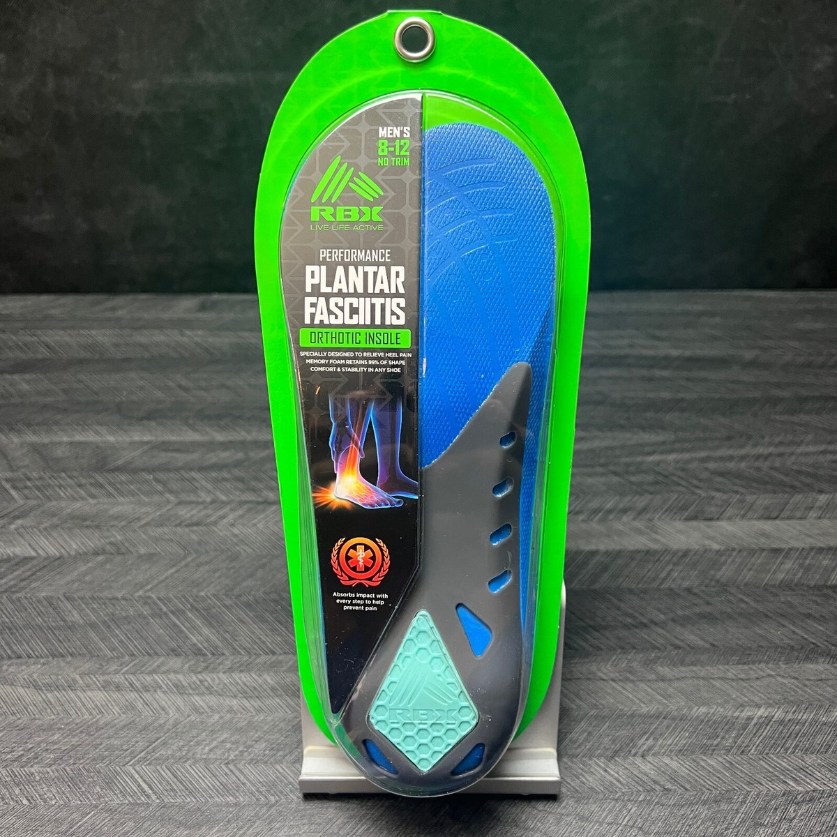 RBX Performance Plantar Fasciitis Orthotic Insole Contouring Mem Foam Men’s  8-12