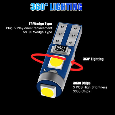 20x T5 74 37 LED Instrument Panel Dashboard Gauge Light Bulb - Foto 11