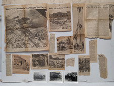 Three Original Vintage WWII Photos with Newspaper Clippings