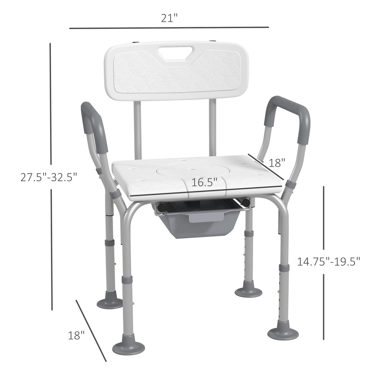 Bedside commode with adjustable arms sale