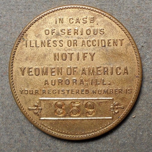 C668 Aurora, Ill., Yeomen Of America (Emblem), Life, Disability, Old Age And Fra - Picture 2 of 2