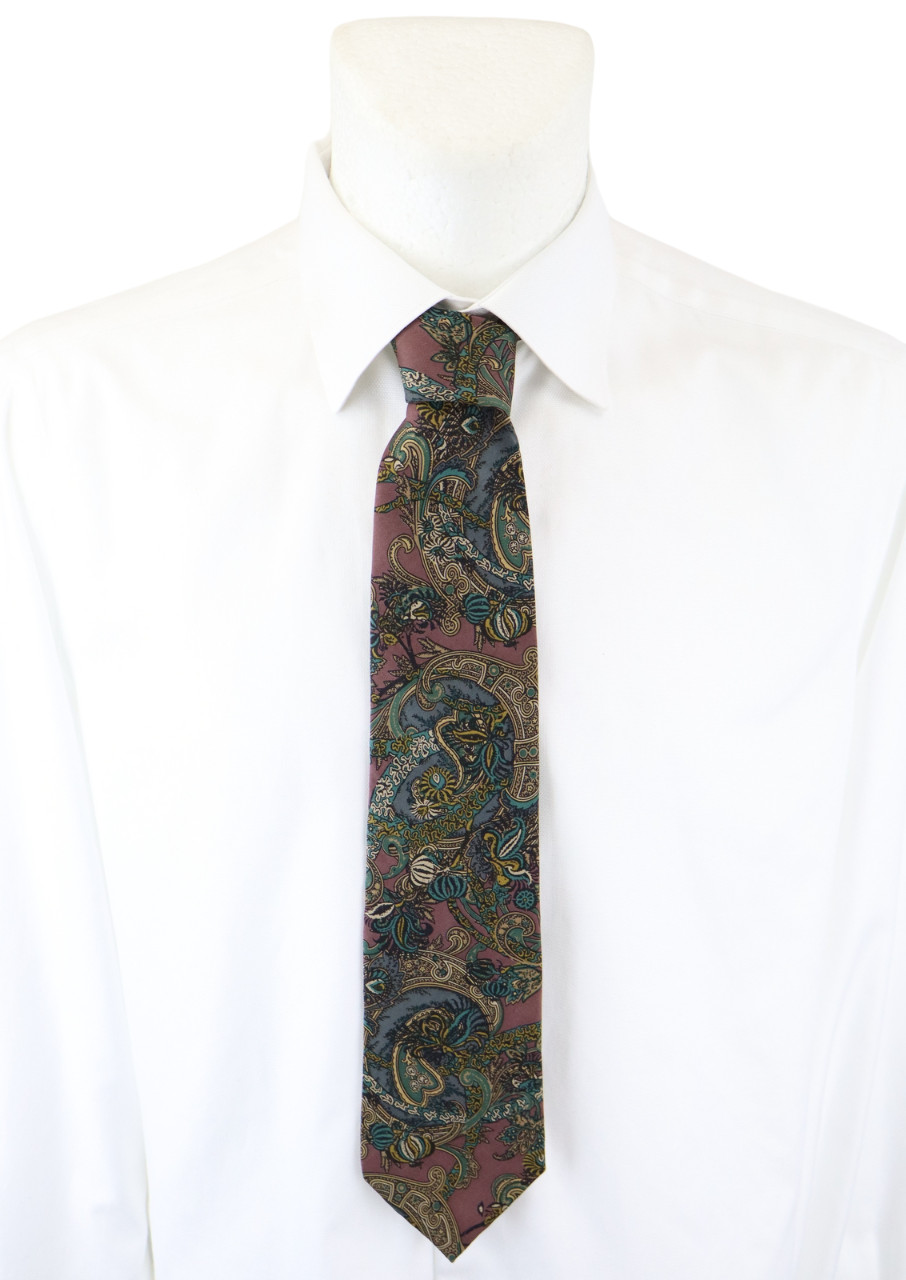 Corbata Piero Gucci Para Hombre 145 X 9 CM Vintage Con Estampado Paisley De Seda