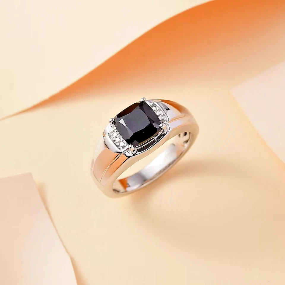 Тайский черный шпинель мужское кольцо в платине облигации из нержавеющей стали на Karis размер 14 новый - Изображение 2 из 4