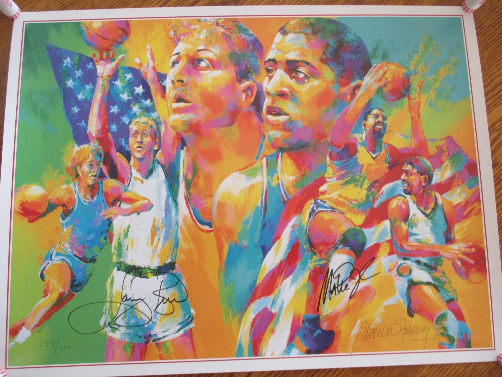 Larry Bird & Magic Johnson Autographed Limited Edition Print by Malcom Farley