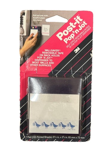 Post It 3M Pop’N Jot Pop Up Dispenser Blue Geese Country Vintage 1990 125 Sheets