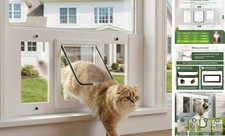 Aluminum Cat Door for Window 32-36 Inch, Adjustable Full-Size Window 32-36inch