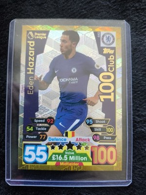 Eden Hazard 100 Club   Match Attax 17/18 Chelsea FC 442 (Top Zustand)
