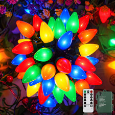 50 LED C7 Christmas Lights,24Ft C7 Christmas Lights Battery Operated String Ligh