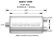 Magnaflow 5 X 8 Oval Muffler 12258 - 2.5-2.25 Centerdual - 18 Body Magnaflow 5 X 8 Oval Muffler 12258 - 2.5-2.25 Centerdual - 18 Body