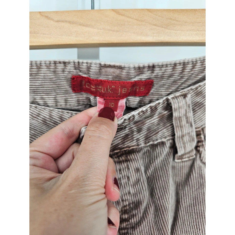 Y2K FCUK Jeans Women's Tan Taupe Low Rise Corduroy Jeans Size 10 - Image 3 of 4