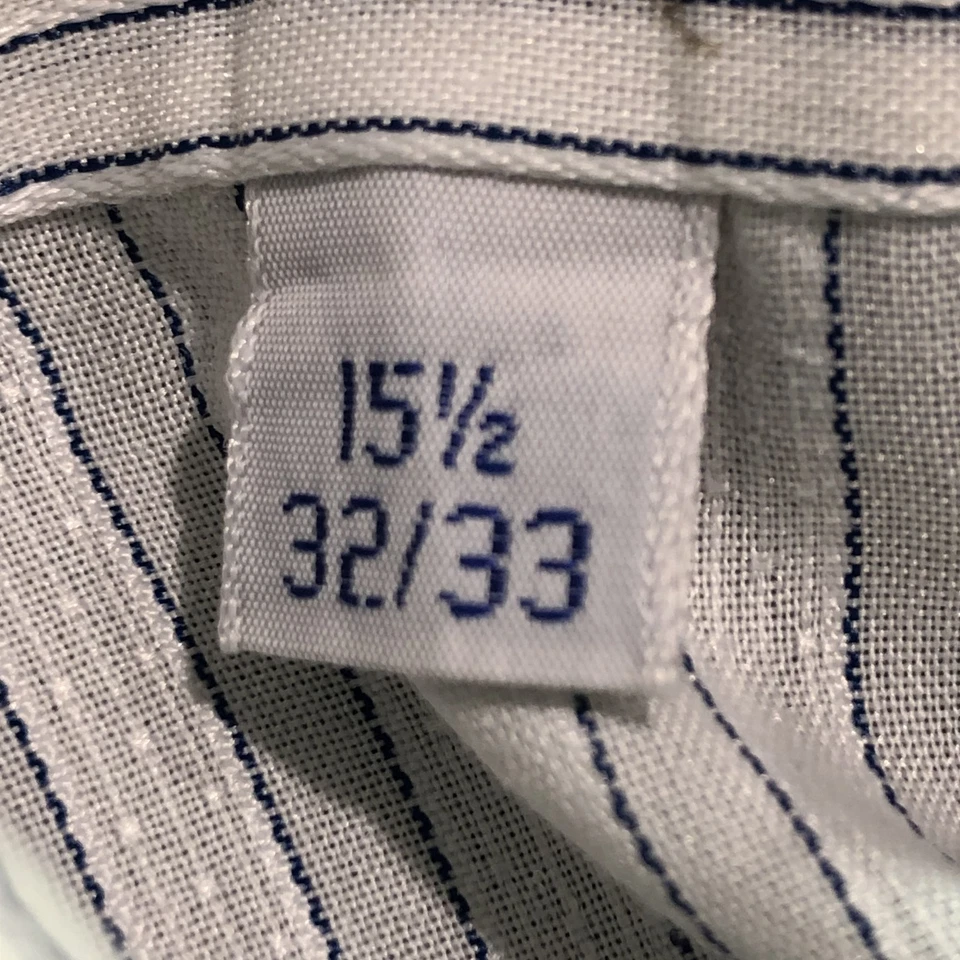 Camisa de vestir para hombre 15,5 32/33 prendedor a rayas formal oficina negocios salón blanca Foto 2 de 4