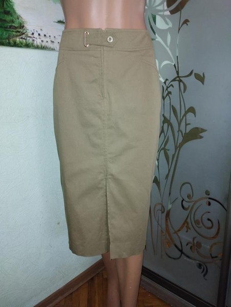 Women Luisa Spagnoli Skirt Khaki Cotton 40 / L /
