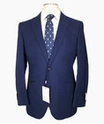 New SUITSUPPLY 38S Custom La Spalla Suit Blue Cotton Flat Pants 32x35