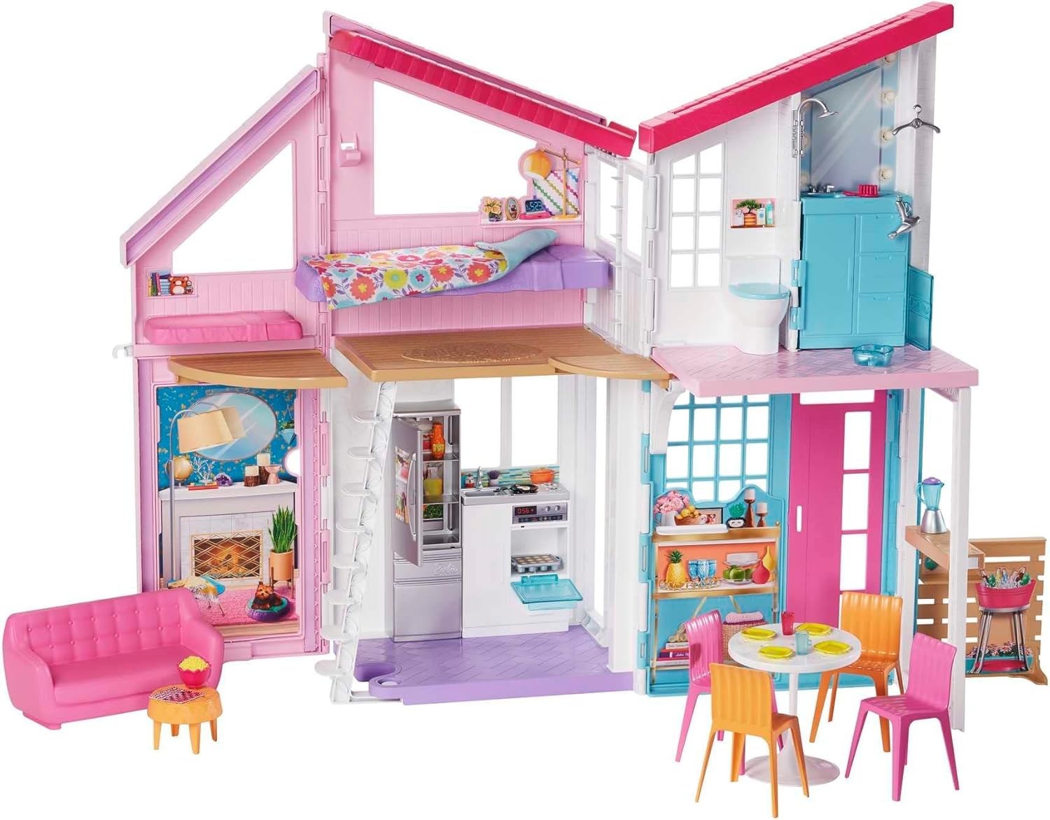 Barbie Doll House Playset, Malibu House with 25+ Themed Furn