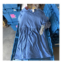 Cat  Jack Girls A-Line Blue Knit Dress L Ruffle Short Sleeve Knee Length