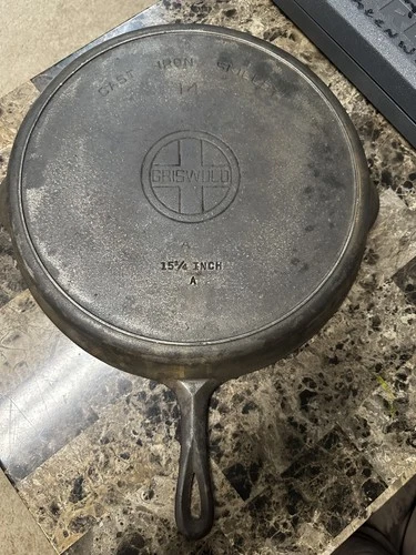 Griswold Cast Iron #14 Large Block Logo Skillet W/ Heat Ring needs Restored.