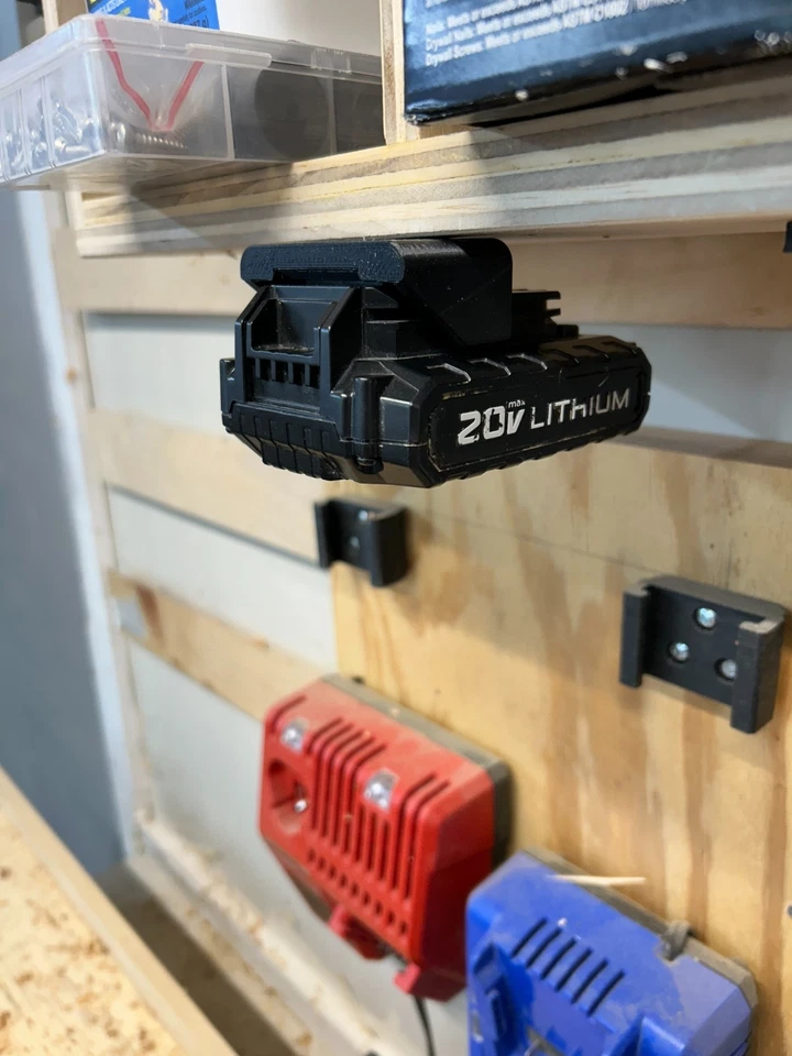 Porter Cable 20V Latching Batter Mount/Holder [Qty 10] – Garage/Van organizer - Image 2 of 3