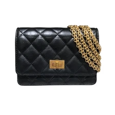 CHANEL 2.55 Matelassé Chain Shoulder Bag Calfskin Gold Hardware Dust Bag #OK1532