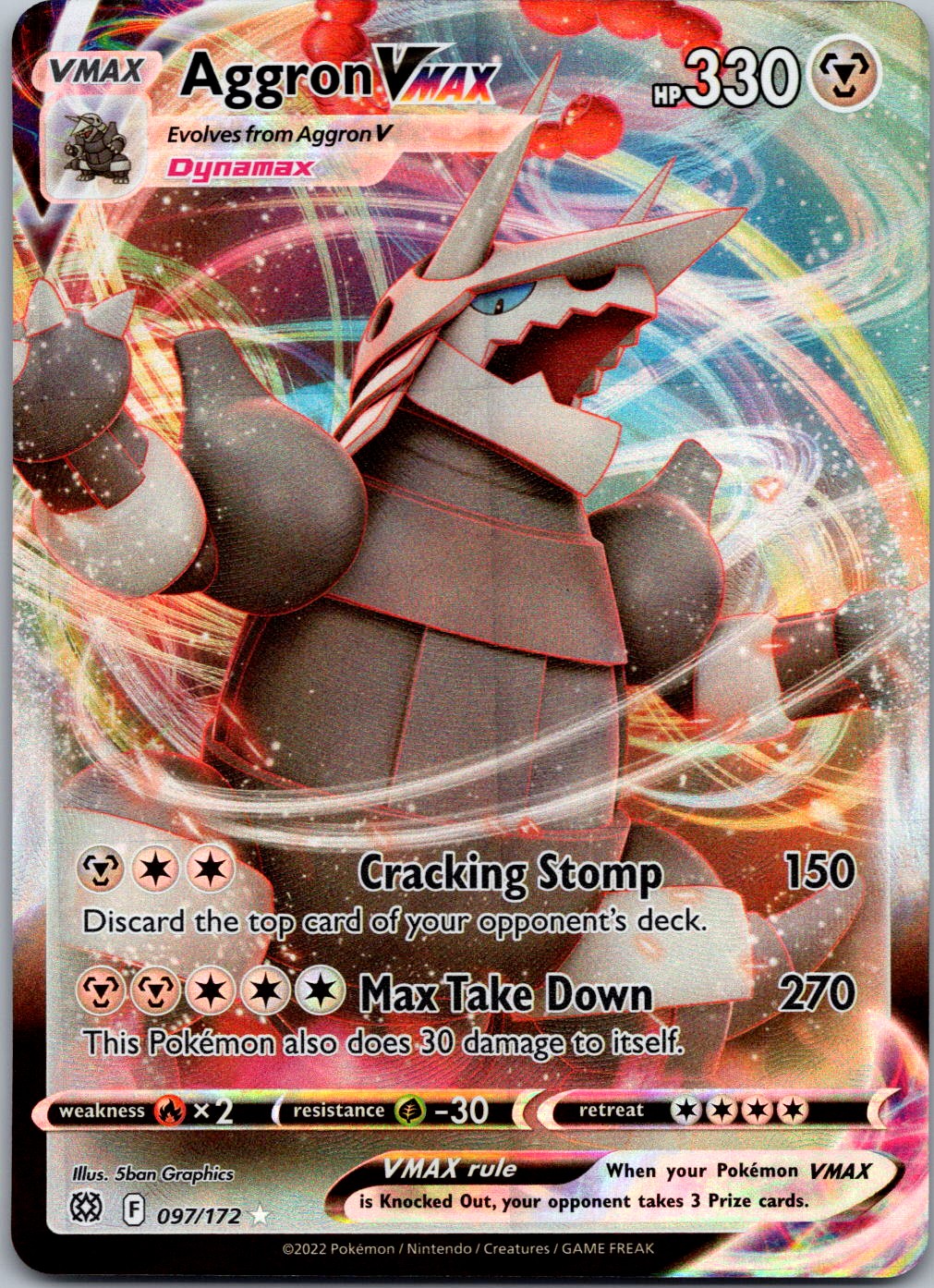 Aggron VMAX #097/172 Ultra Rare Holo SWSH09: Brilliant Stars Pokemon NM