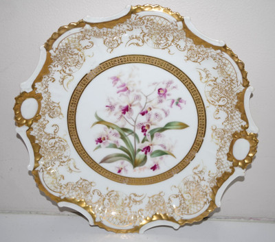 AA 6/8 Antique Limoges Ovington Brothers DISH Gold Encrusted Plate Ornate Floral