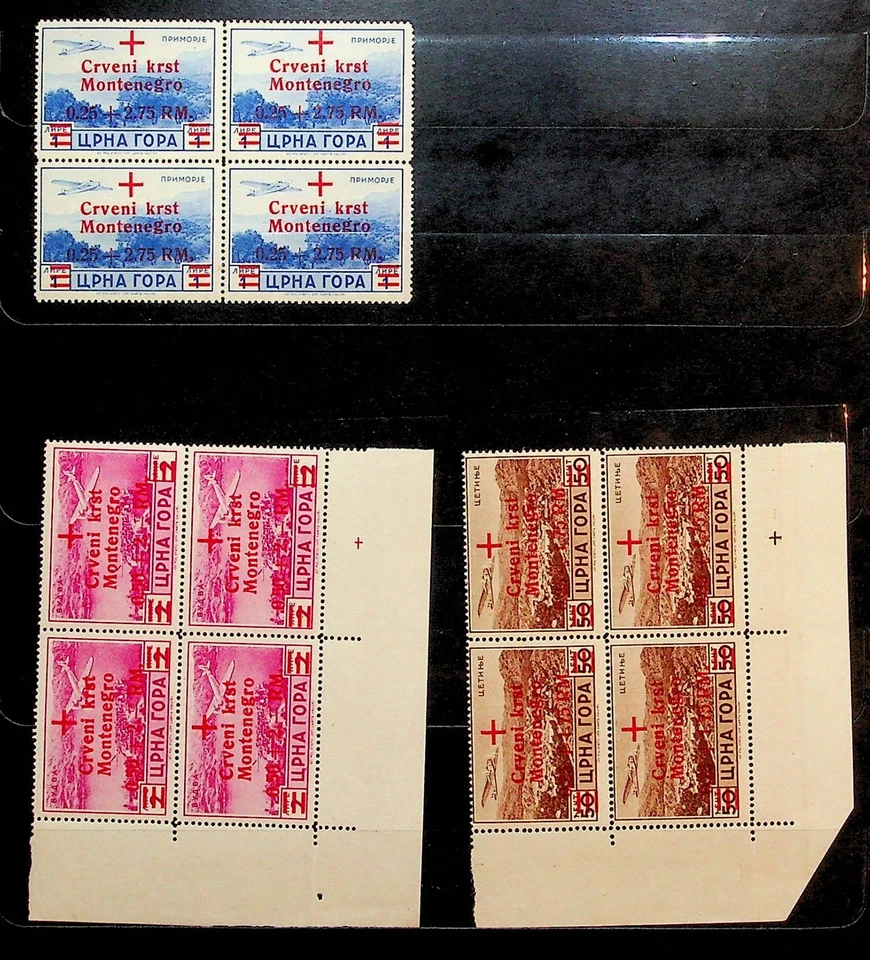 GERMAN OCCUPATION - MONTENEGRO Sc 3NB7-10+3MCB4-6 NH SET OF 1944 - BLOCKS OF 4 - Image 2 of 2