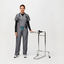 FIGS Catarina One-Pocket Scrub Top & Kade Cargo Scrubs Graphite Size M