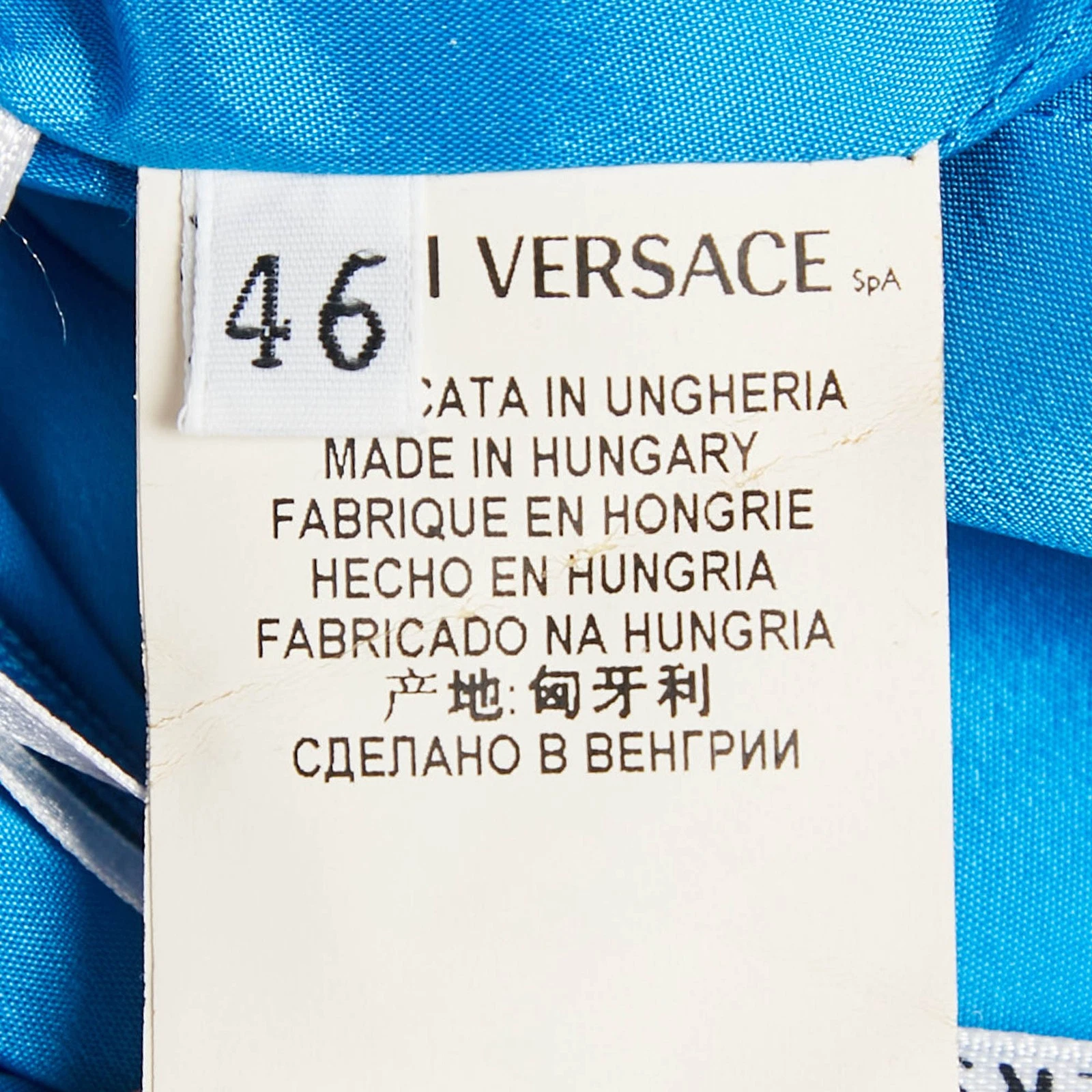 Abito corto smanicato cotone stampa astratta blu collezione Versace L