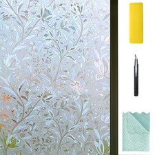 NIVIY Window Privacy Film, Bathroom Stained Glass 17.7" x 78.7", Pure