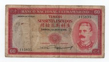 TIMOR PORTUGAL 60 ESCUDOS 1959 PICK 23 LOOK SCANS