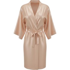 Unbranded Satin Robe M Peach Pink Silk Like Wrap Tie Loungewear Bridal Coquette