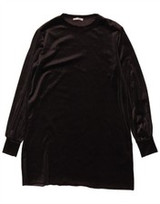 ZARA Womens Velvet Long Sleeve Shift Dress UK 14 Medium Black Polyester BJ17